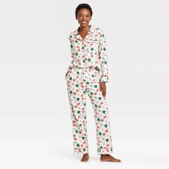 NEW Women's Holiday Treats Print Flannel Holiday Matching Family Pajama Set XXL - Picture 1 of 4
